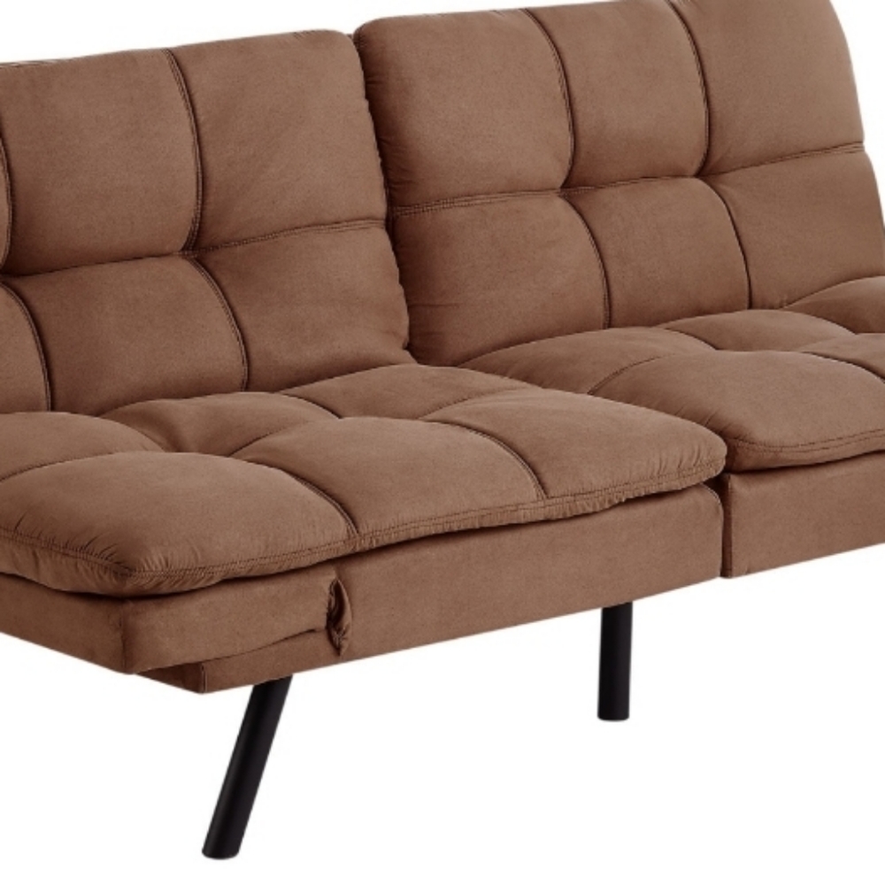 Mainstays Memory Foam Futon with Adjustable Armrests , Camel Faux Suede …